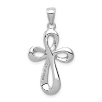 14K White Gold Ribbon Cross Pendant view 4