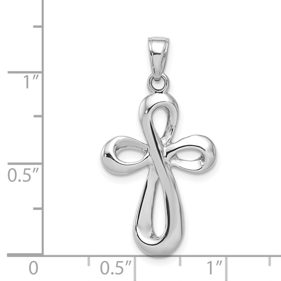 14k White Gold Ribbon Cross Pendant