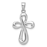 14K White Gold Ribbon Cross Pendant view 1