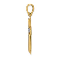 14K Two-tone Solid Cross Pendant view 2
