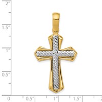 14K Two-tone Solid Cross Pendant view 3