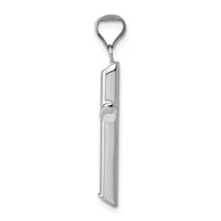 14K White Gold Polished Hollow Cross Pendant view 2