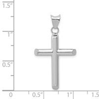 14K White Gold Polished Hollow Cross Pendant view 4