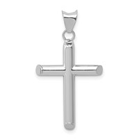 14K White Gold Polished Hollow Cross Pendant view 1