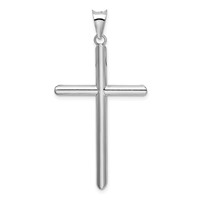 14K White Gold Large Polished Hollow Cross Pendant view 3