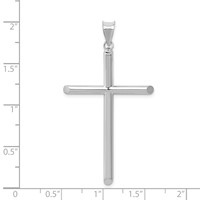 14K White Gold Large Polished Hollow Cross Pendant view 4
