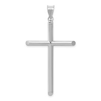 14K White Gold Large Polished Hollow Cross Pendant view 1