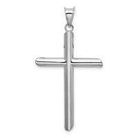 14K White Gold Polished Hollow Cross Pendant view 3