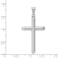 14K White Gold Polished Hollow Cross Pendant view 4