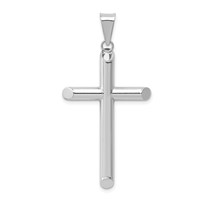 14K White Gold Polished Hollow Cross Pendant view 1