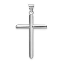 14K White Gold Hollow Cross Pendant view 3