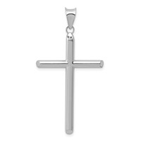 14K White Gold Hollow Cross Pendant view 1
