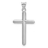 14K White Gold Hollow Cross Pendant view 3