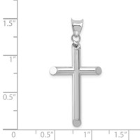 14K White Gold Hollow Cross Pendant view 4