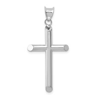 14K White Gold Hollow Cross Pendant view 1