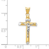 14K Two-Tone and White Rhodium Inri Crucifix Pendant view 3
