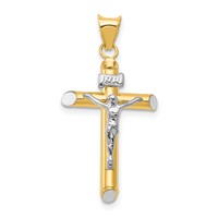 14K Two-Tone and White Rhodium Inri Crucifix Pendant view 1