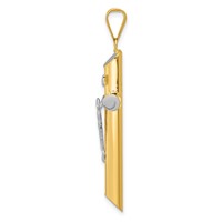 14K Two-Tone and White Rhodium Inri Crucifix Pendant view 2