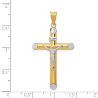 14K Two-Tone and White Rhodium Inri Crucifix Pendant view 3