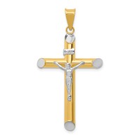 14K Two-Tone and White Rhodium Inri Crucifix Pendant view 1