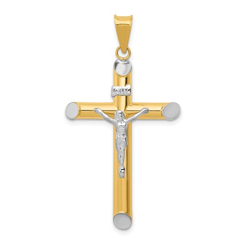 14K Two-Tone and White Rhodium Inri Crucifix Pendant