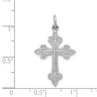 14K White Gold Fleur De Lis Cross Pendant view 3