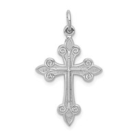 14K White Gold Fleur De Lis Cross Pendant view 1