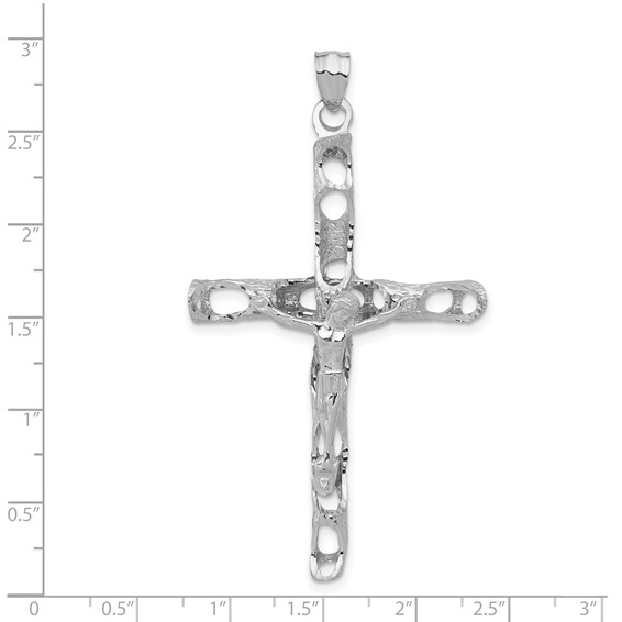 14K White Gold Large Crucifix Pendant