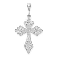 14K White Gold Fleur De Lis Cross Pendant view 3