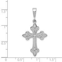 14K White Gold Fleur De Lis Cross Pendant view 4