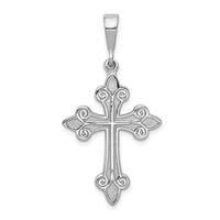 14K White Gold Fleur De Lis Cross Pendant view 1