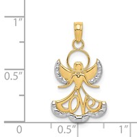 14K and White Rhodium Love Angel Pendant view 3