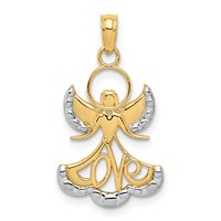 14K and White Rhodium Love Angel Pendant view 1
