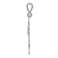 14K White Gold Fleur De Lis Cross Pendant view 2