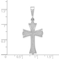 14K White Gold Fleur De Lis Cross Pendant view 3