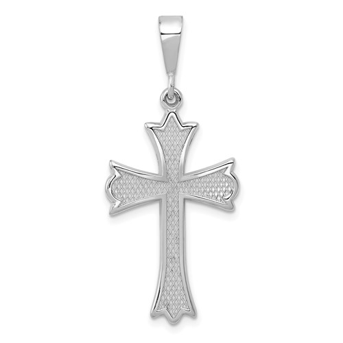 14k White Gold Fleur de Lis Cross Pendant