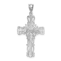 14K White Gold Fancy Latin Cross Pendant view 3