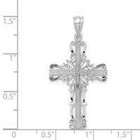 14K White Gold Fancy Latin Cross Pendant view 4