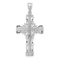 14K White Gold Fancy Latin Cross Pendant view 1