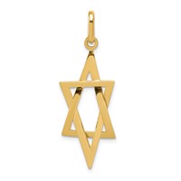 14K Yellow Gold Elongated Star of David Pendant view 1