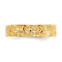 14K Yellow Gold Flower and Scroll Toe Ring view 4