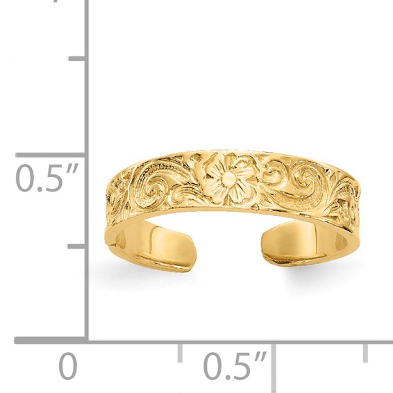 14k Flower and Scroll Toe Ring