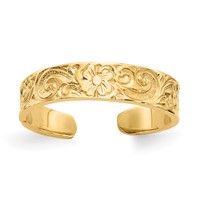 14K Yellow Gold Flower and Scroll Toe Ring view 1