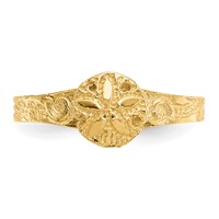 14K Yellow Gold Diamond-cut Sand Dollar Toe Ring view 4