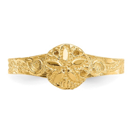 14K Diamond-cut Sand Dollar Toe Ring