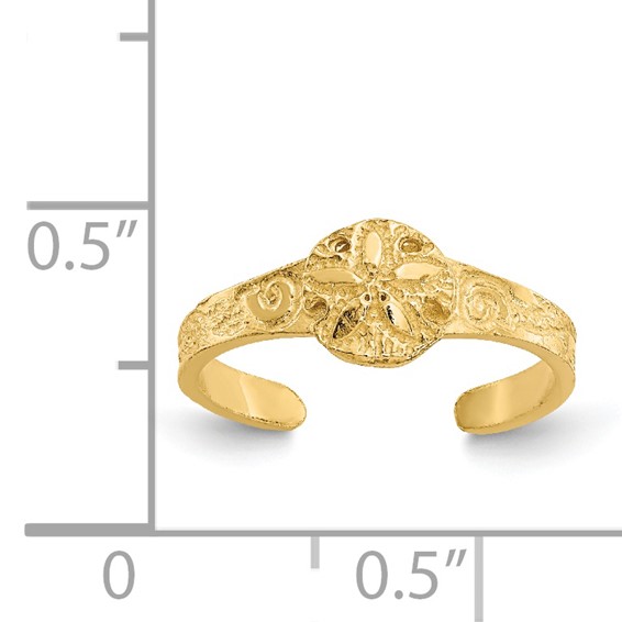14K Diamond-cut Sand Dollar Toe Ring