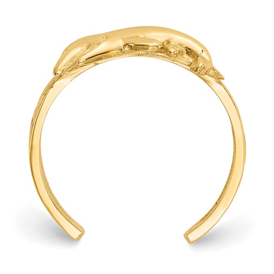 14K Two Dolphins Toe Ring