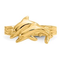 14K Yellow Gold Two Dolphins Toe Ring view 4