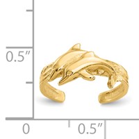 14K Yellow Gold Two Dolphins Toe Ring view 5