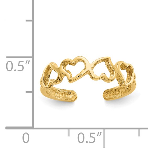 14K Open Hearts Toe Ring